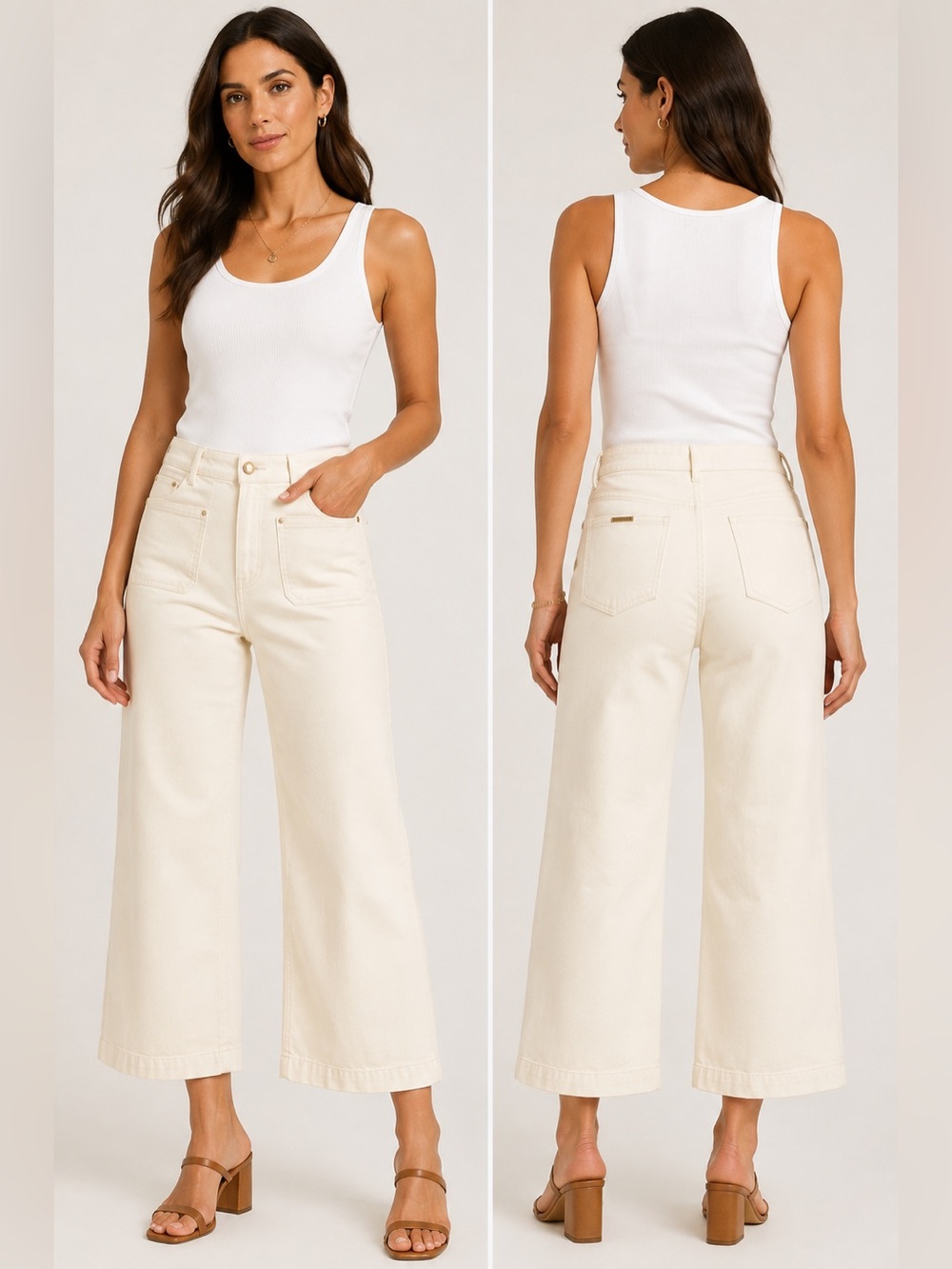 Michael Kors Selma Wide Leg High Rise Jeans Bone Size 12 NWT